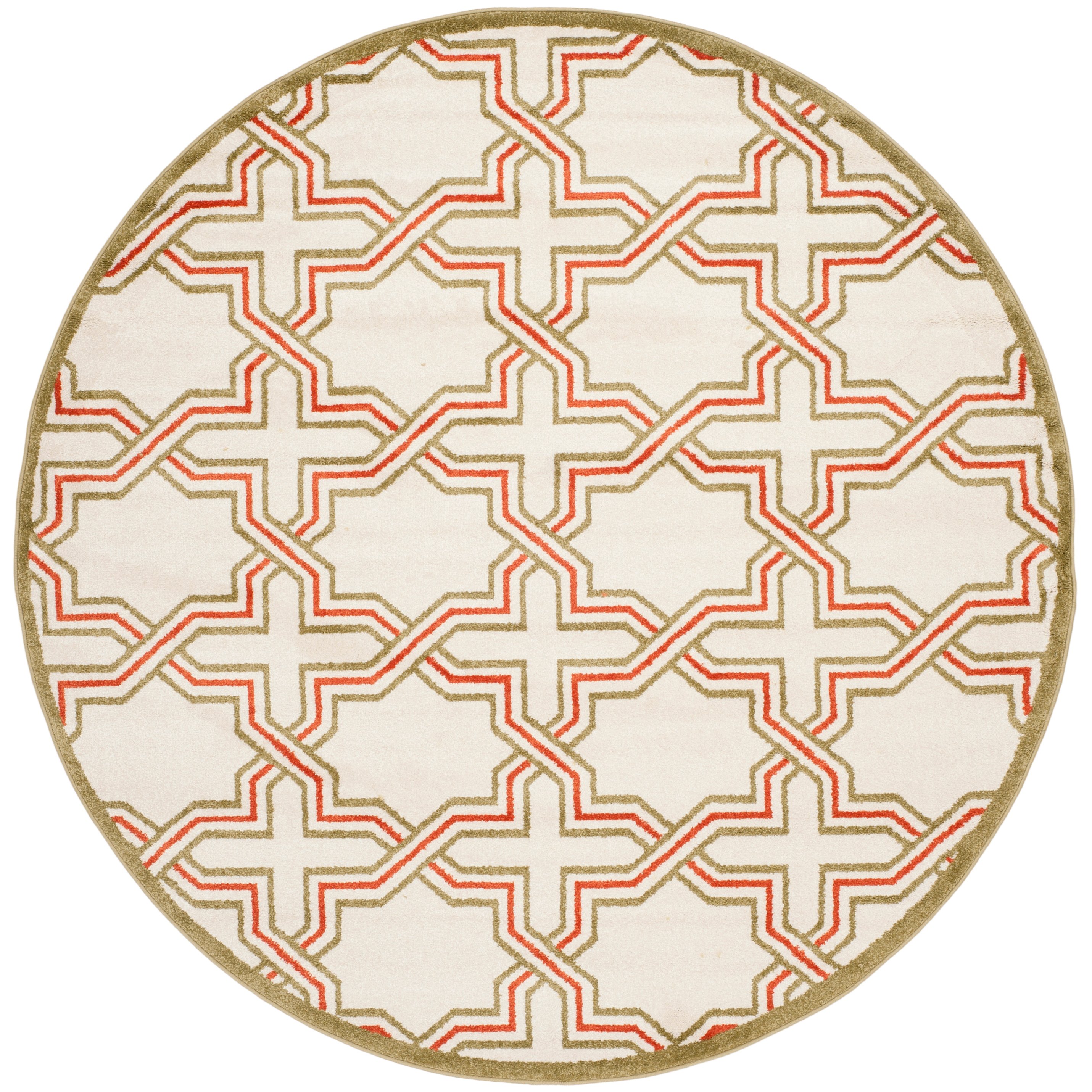 Arlo Home Indoor/Outdoor Woven Area Rug, AMT413A, Ivory/Light Green,  7' X 7' Round - Image 0