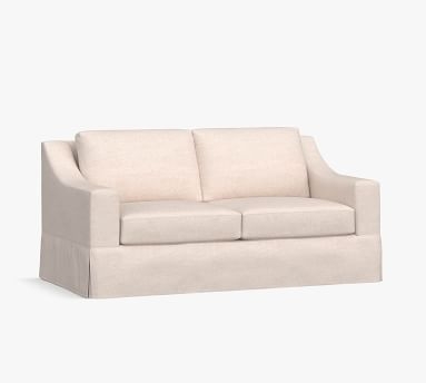 York Slope Arm Slipcovered Loveseat 60.5" with Bench Cushion, Down Blend Wrapped Cushions, Park Weave Ivory - Image 3