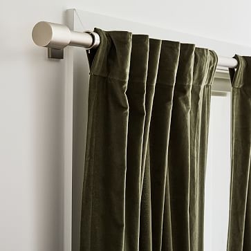 Cotton Velvet Curtain, Dark Olive, 48"x84" - Image 2