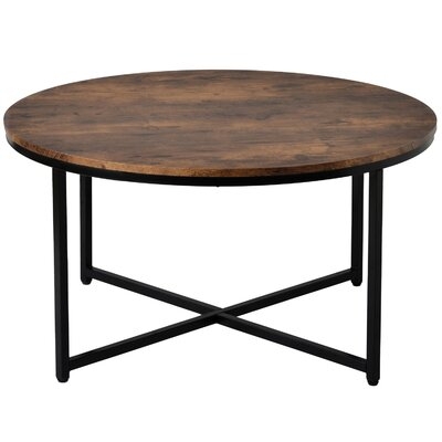 X-shaped Base Rustic Design Round Coffee Table - Image 0