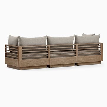 Santa Fe Slatted Outdoor 108 in 3-Piece Modular Sofa, Driftwood - Image 3