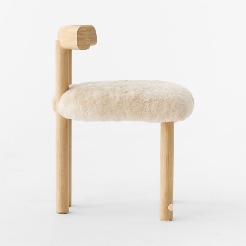 Perle Shearling and Oak Wood Dining Chair by goop - Image 9