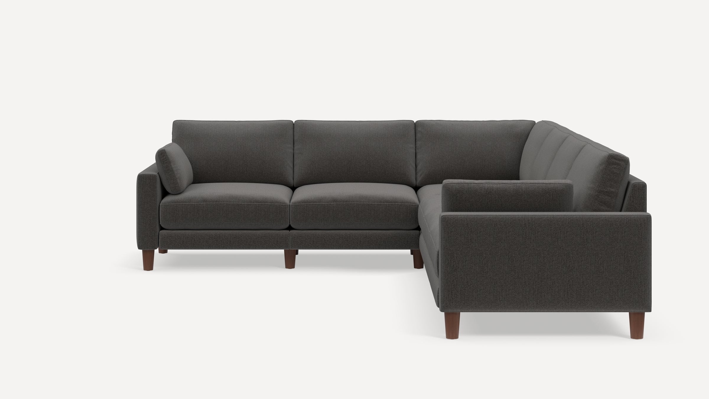 Union 6-Seat Sectional - Heather Charcoal - Performance Chenille / Walnut - Wood / Round Leg - Image 0
