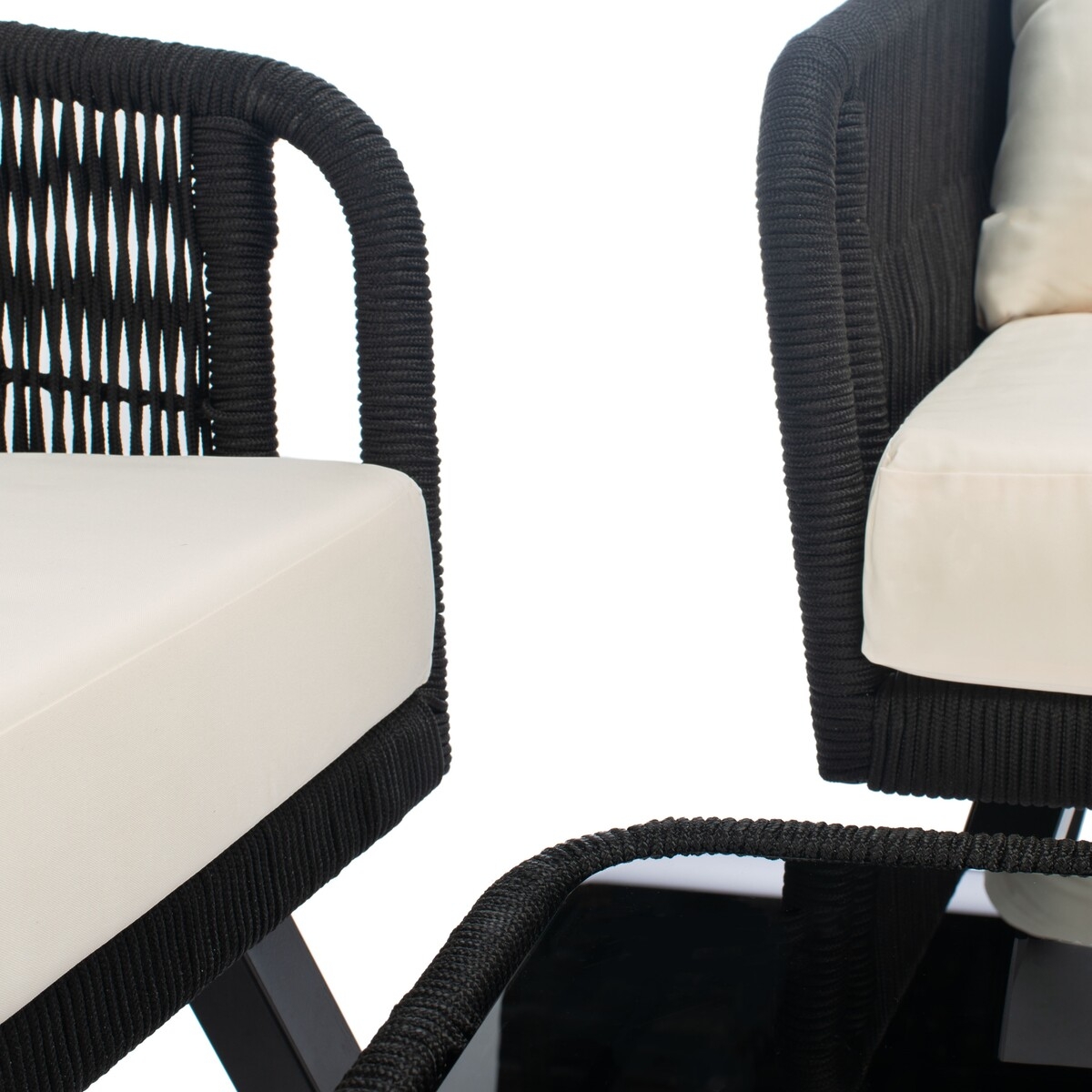 Kerson 4 Pc Rope Living Set - Black/Beige - Safavieh - Image 3