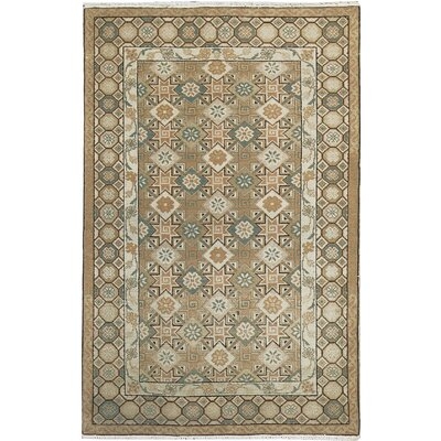 One-of-a-Kind Hand-Knotted Light Brown/Green 4'1" x 6'7" Wool Area Rug - Image 0