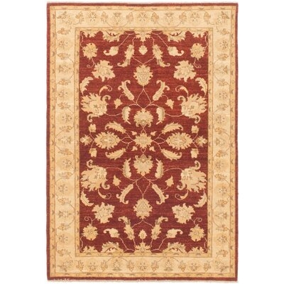 One-of-a-Kind Resch Hand-Knotted 2010s Ushak Red 4' x 5'10" Wool Area Rug - Image 0
