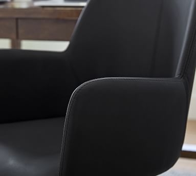 Craig Leather Desk Chair, Black - Image 1