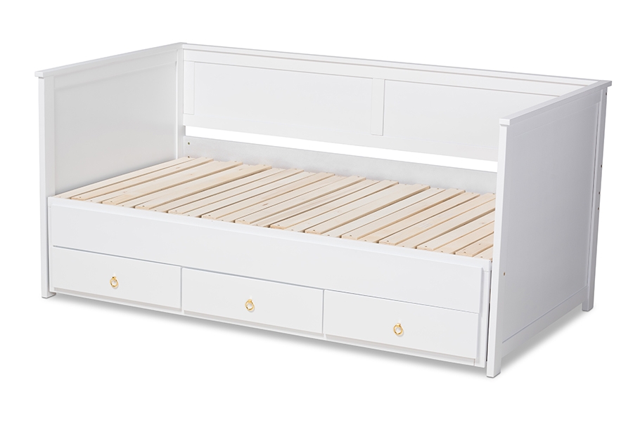 Thomas Classic and Traditional White Finished Wood Expandable Twin Size to King Size Daybed with Storage Drawers - Image 6