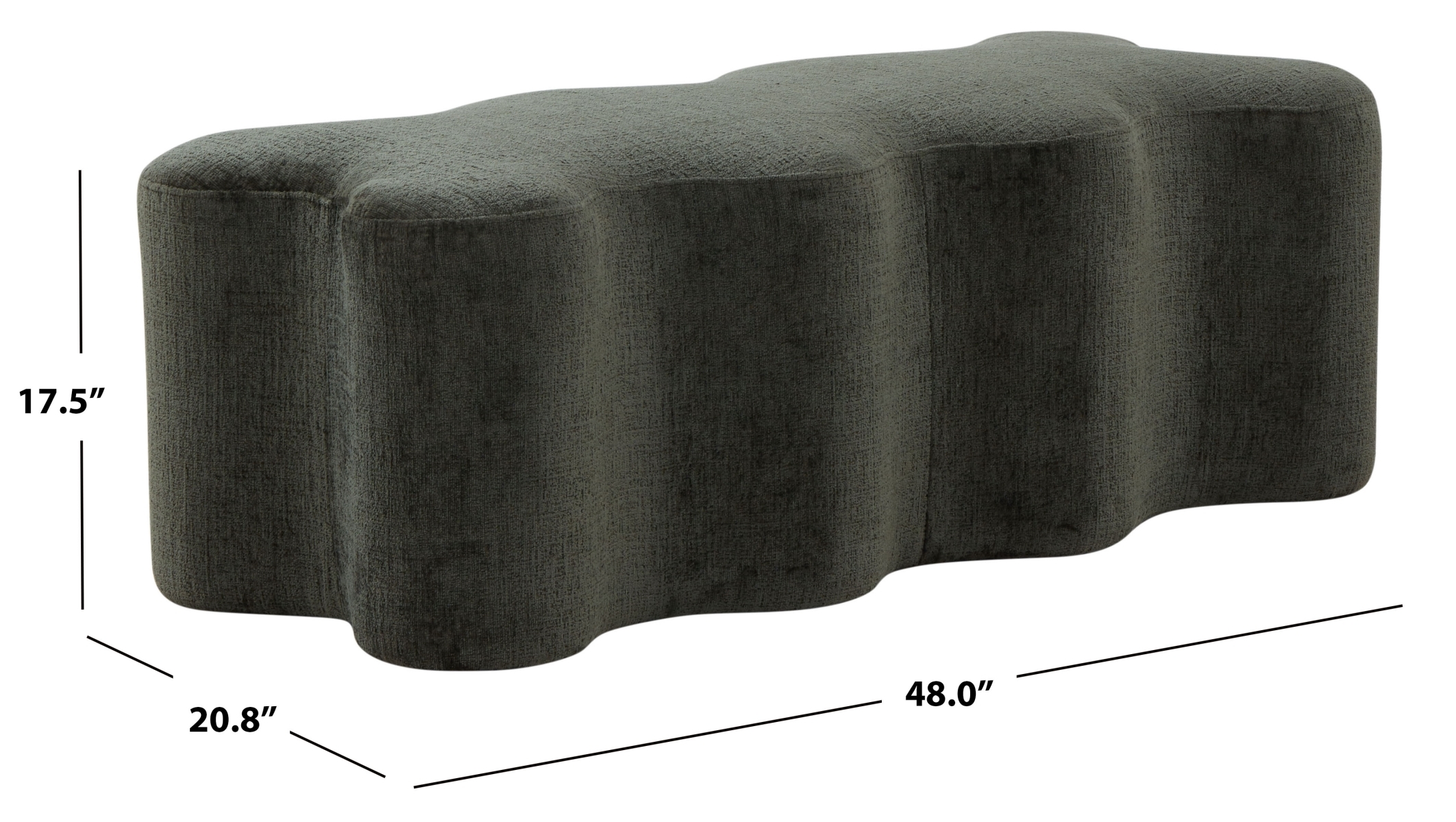 Jacqualessa Chenille Bench  - Dark Green - Safavieh - Image 4
