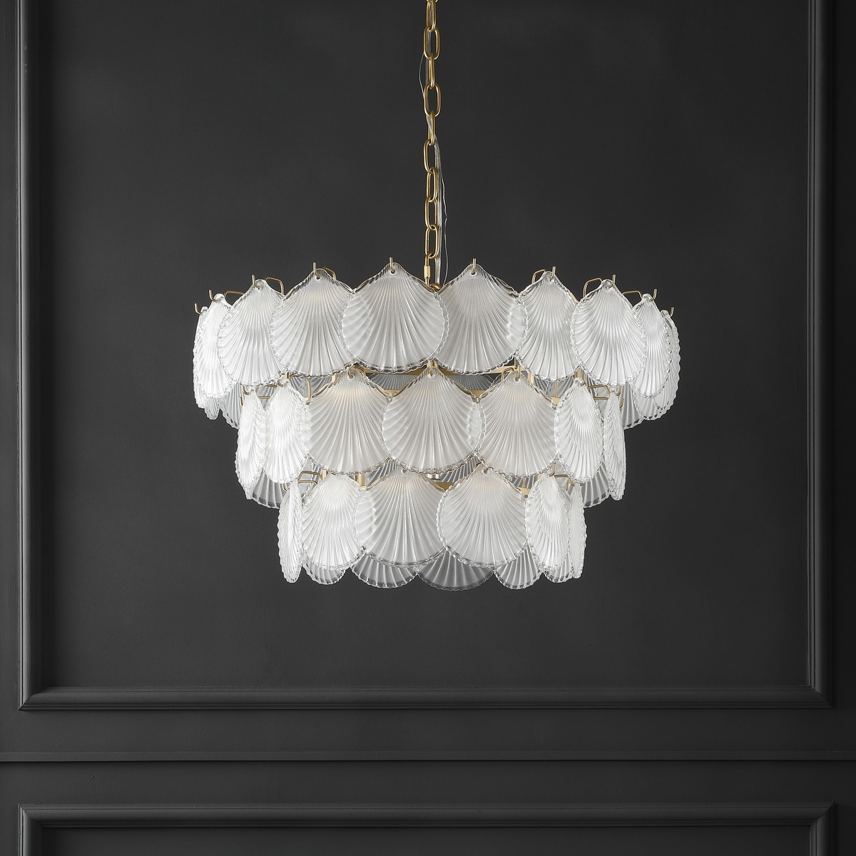 Gutierrez 3 Tier Glass Chandelier - Gold - Safavieh - Image 2