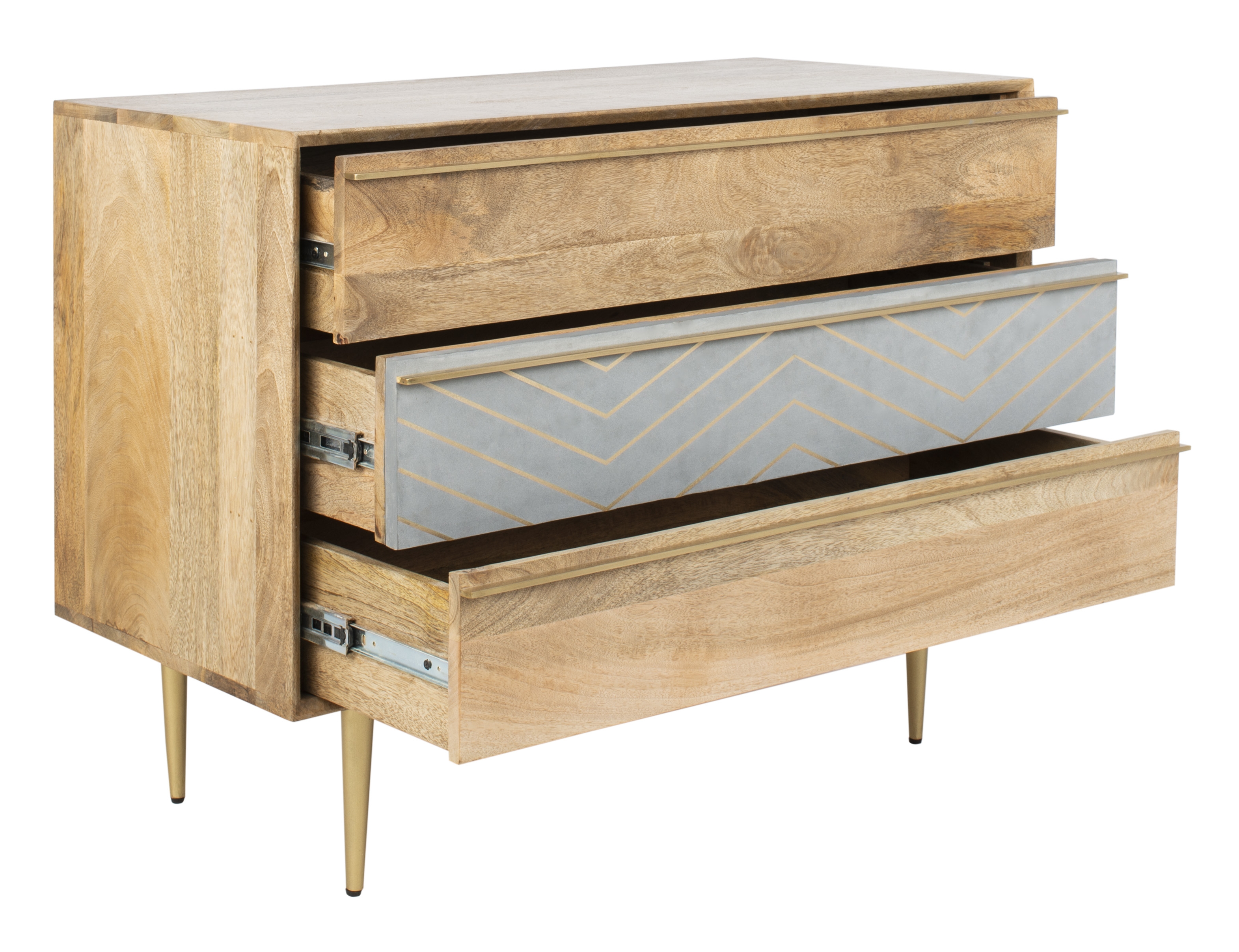 Titan Gold Inlayed Cement Chest - Natural Mango/Brass/Cement - Arlo Home - Image 0