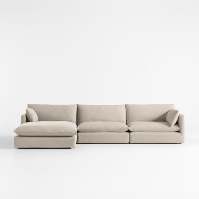 Unwind Modular 3-Piece Slipcovered Sectional Sofa with Chaise Lounge - Image 0