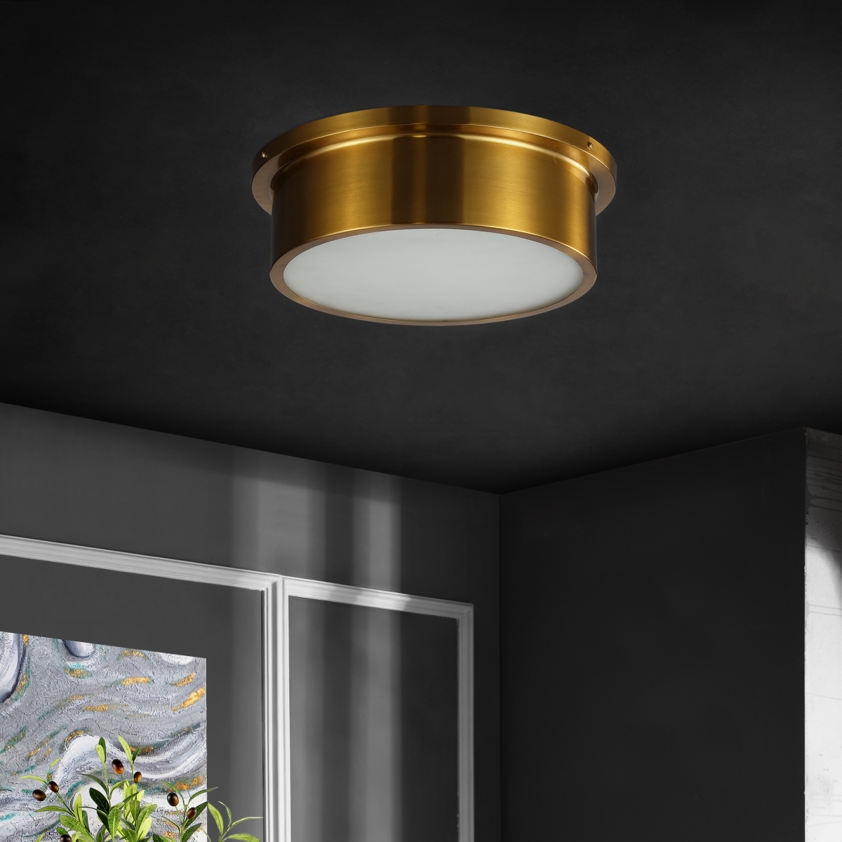 Reyna 3Lt 15.75" Flush Mount - Brass - Image 1