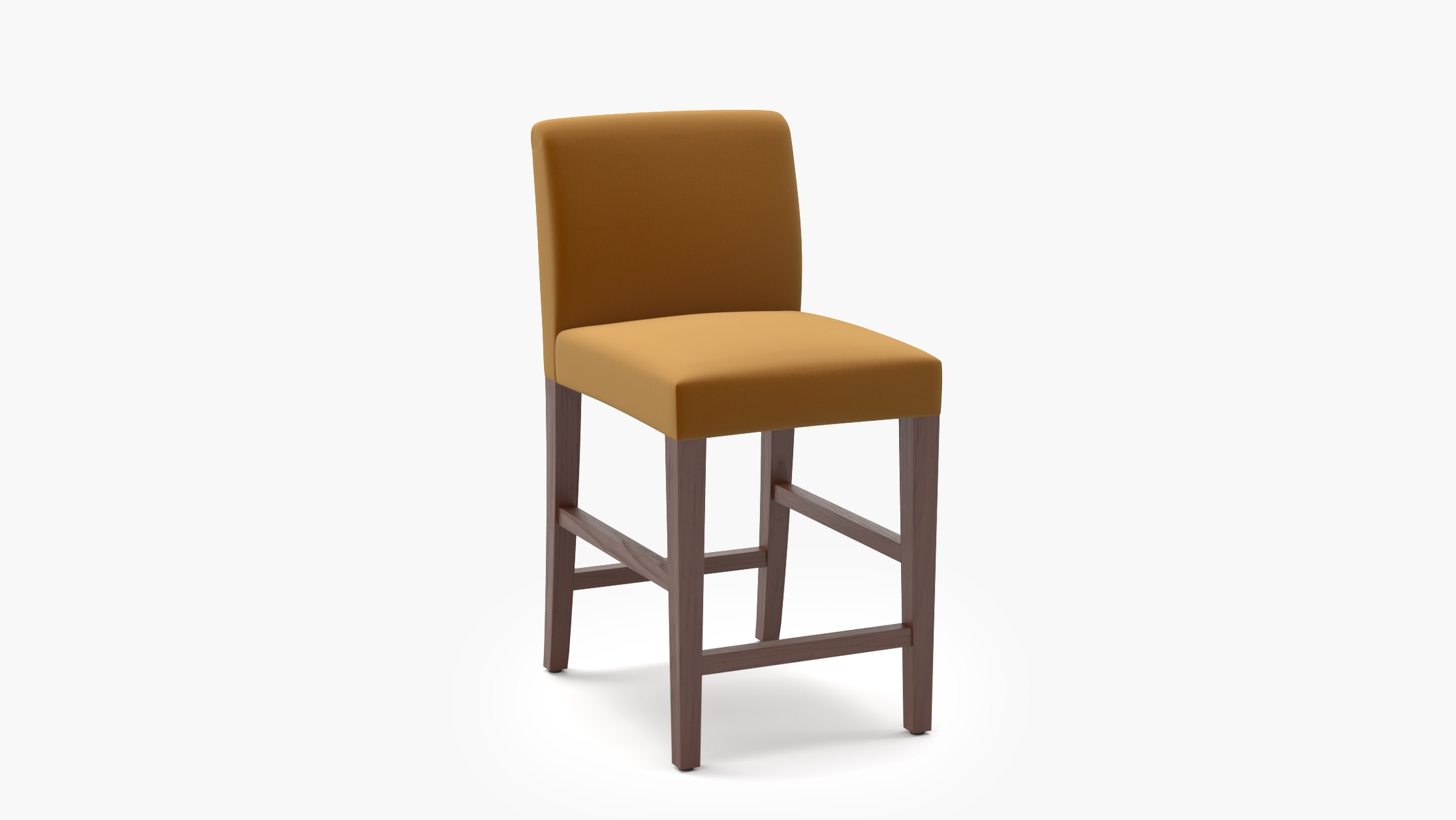 Signature Dining Counter Stool, Marigold Performance Velvet, Walnut Square Tapered Leg - Image 1