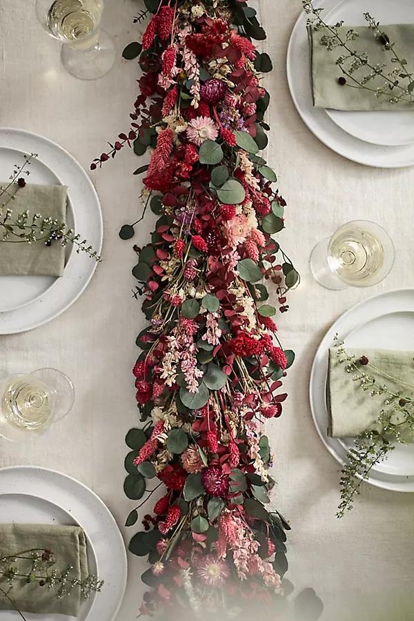 Crimson Blooms Dried Garland - Image 0