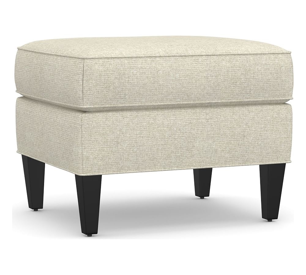 Beverly Upholstered Ottoman, Polyester Wrapped Cushions, Performance Heathered Basketweave Alabaster White - Image 0