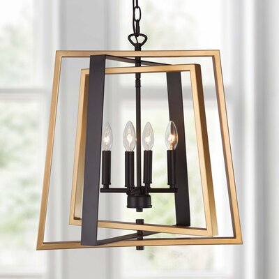 LNC Modern Chandelier Light Fixture, Adjustable Height Golden Lantern Pendant for Dining Room, Kitchen, Hallway and Entryway - Image 0