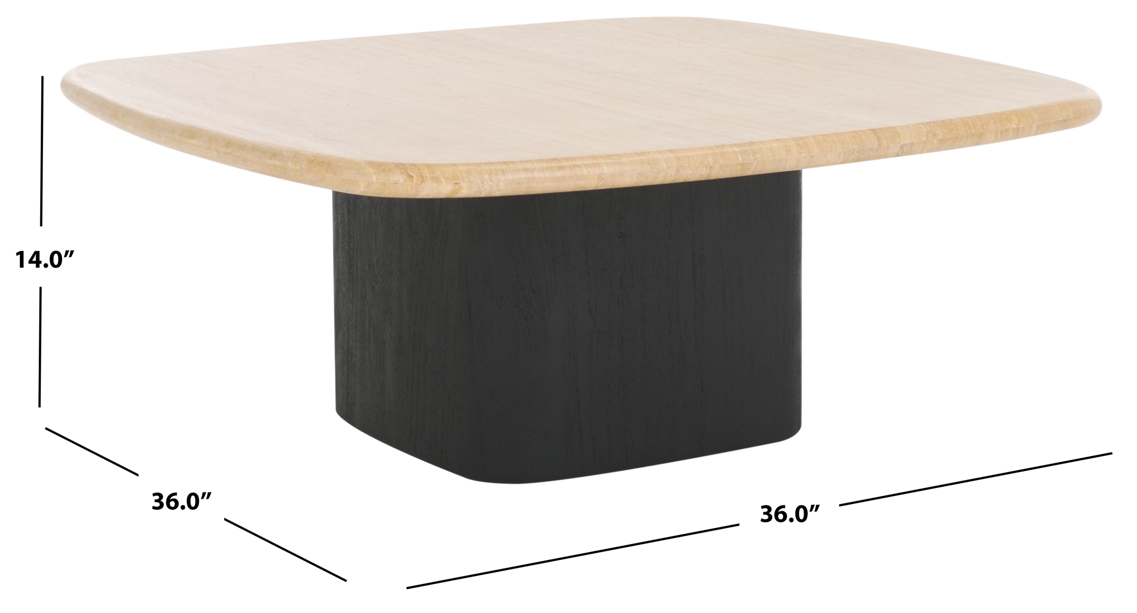 Celestyn Square Trav Coffee Table - Travertine/Black - Image 6