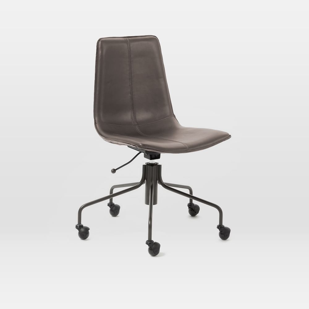 Slope Office Chair, Leather, Charcoal - Image 0