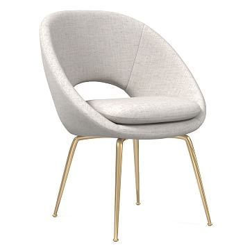 Orb Dining Chair,Performance Coastal Linen,White,Antique Brass - Image 0