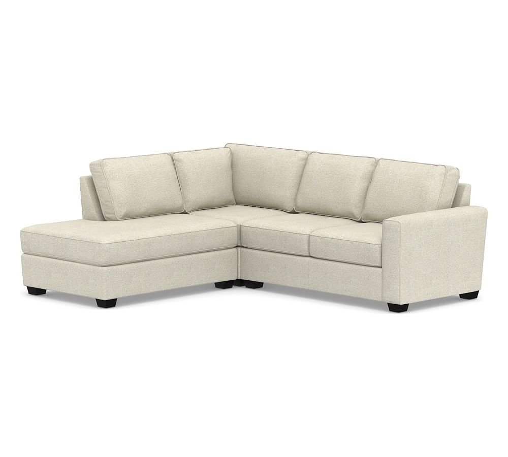 SoMa Fremont Square Arm Upholstered Right 3-Piece Bumper Sectional, Polyester Wrapped Cushions, Performance Heathered Basketweave Alabaster White - Image 0
