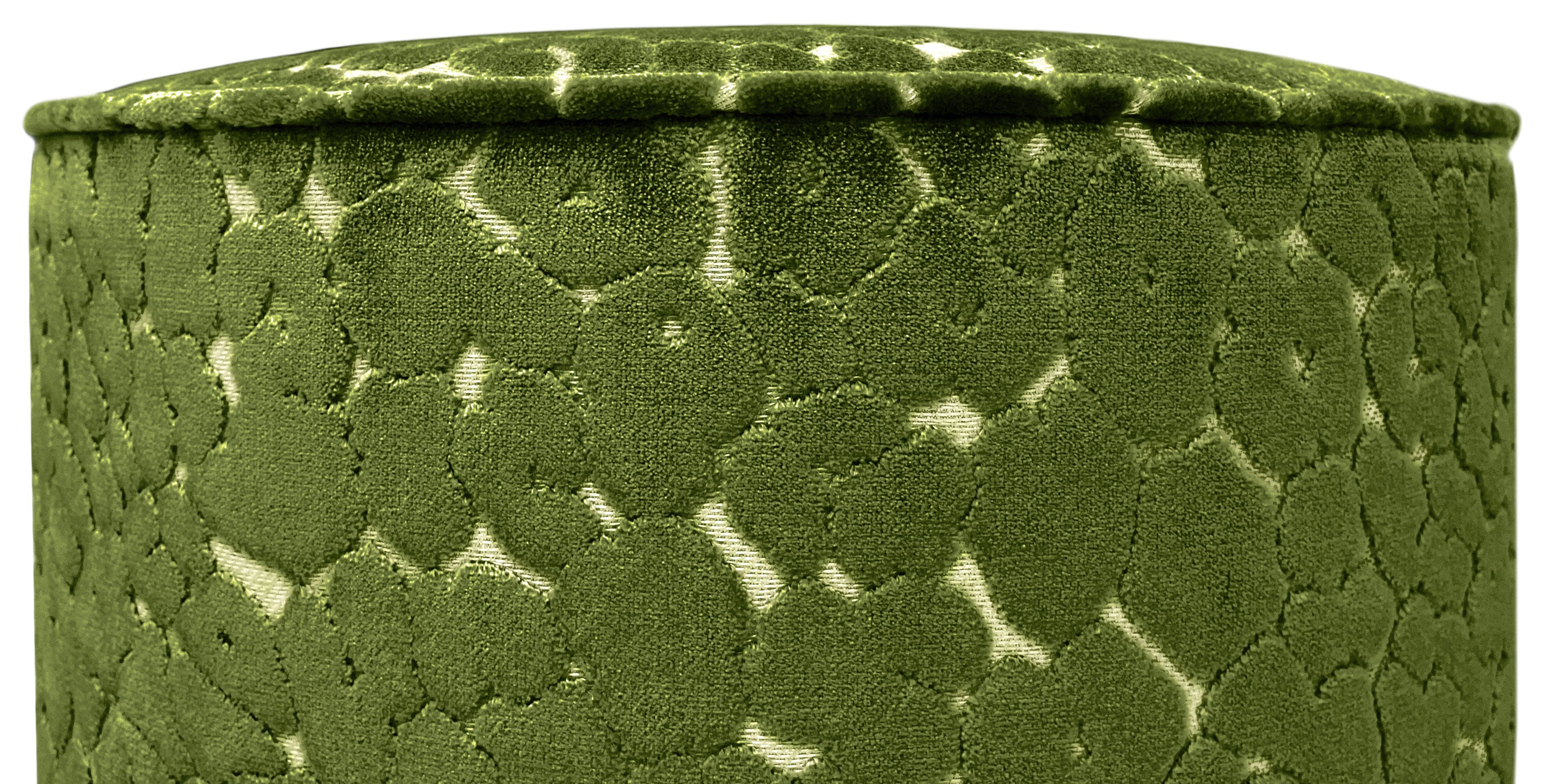 THE TIGHT ROUND OTTOMAN :: LEOPARD CUT VELVET // OLIVE - BY THE YARD - Image 2