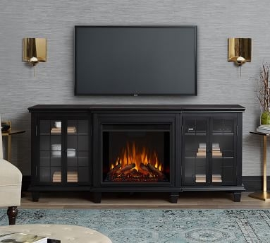 Lowe Electric Fireplace Media Cabinet, Black - Image 3