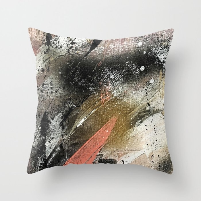 Lighning [2]: A Colorful Abstract Piece In Black, White, Gold, And Pink Throw Pillow by Alyssa Hamilton Art - Cover (20" x 20") With Pillow Insert - Indoor Pillow - Image 0