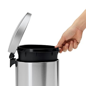 6L Semi-Round Step Trash Can, Brushed Steel - Image 3