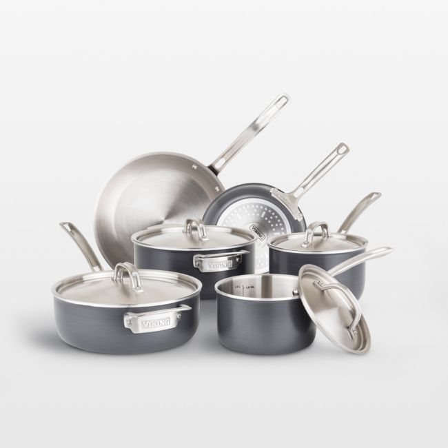 Viking ® 5-Ply Hard-Anodized 10-Piece Cookware Set with Stainless Steel Interiors - Image 0