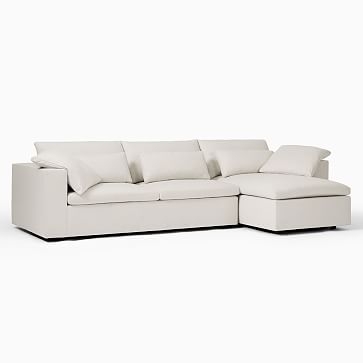 Harmony Modular Sectional Set 07: Right Arm Sofa + Left Arm Chaise, Down, Performance Yarn Dyed Linen Weave, Alabaster, Concealed Supports - Image 3