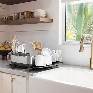 Simplehuman Kitchen Dish Rack, Fingerprint-Proof Stainless Steel Frame/Gray Plastic - Image 2