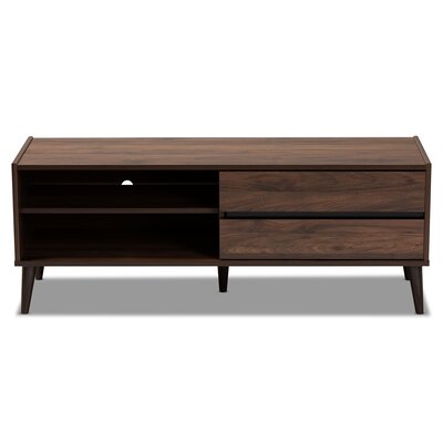 Hugley Mid-Century Modern Walnut Brown Finished Wood TV Stand - Image 0