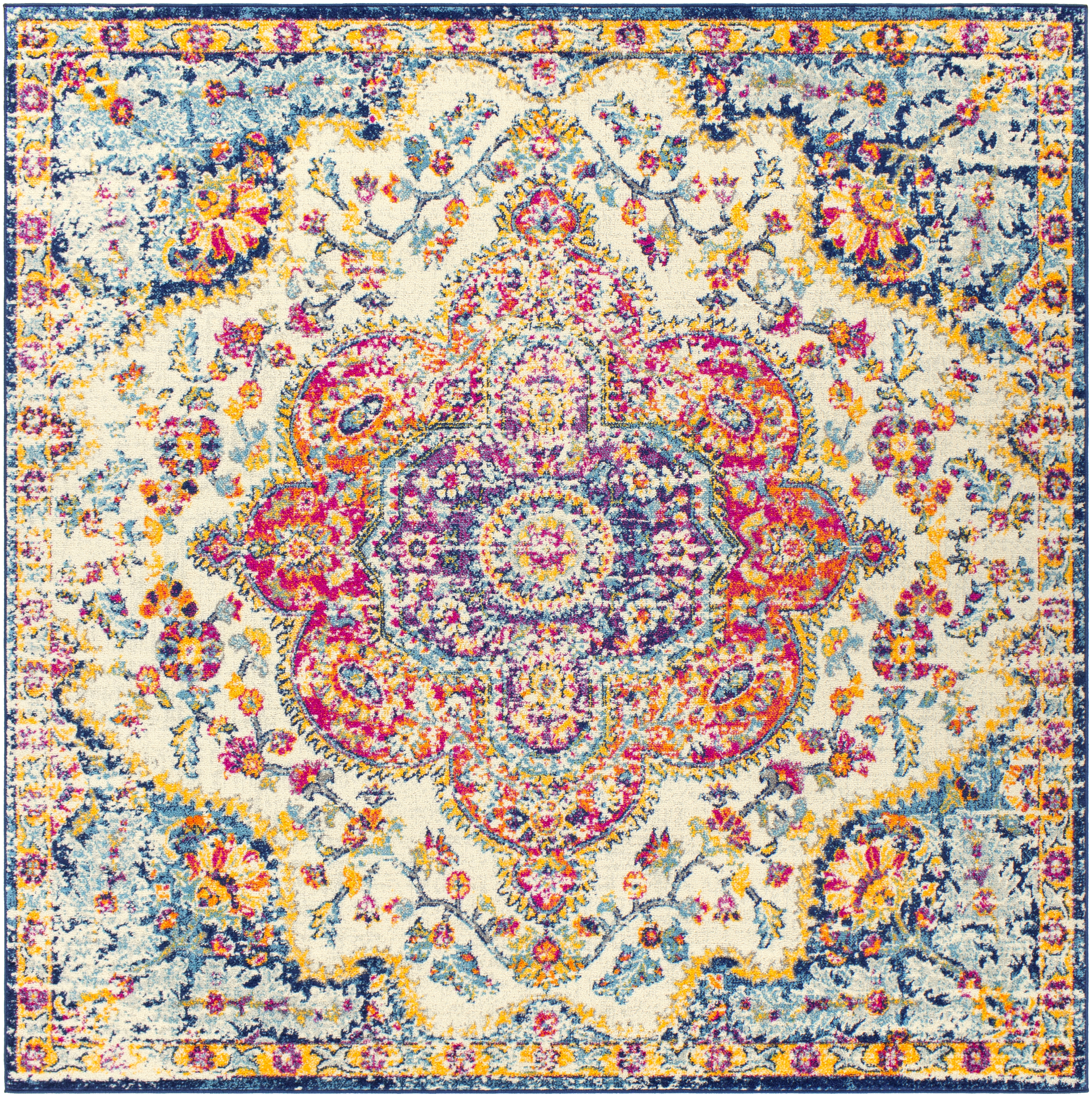 Livabliss Elaziz Beige Indoor 7'10" x 7'10" Machine Woven Rug - Image 0