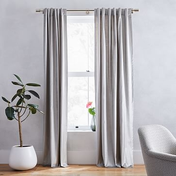 Luster Velvet Curtain with Cotton Lining, Platinum, 48"x84" - Image 0