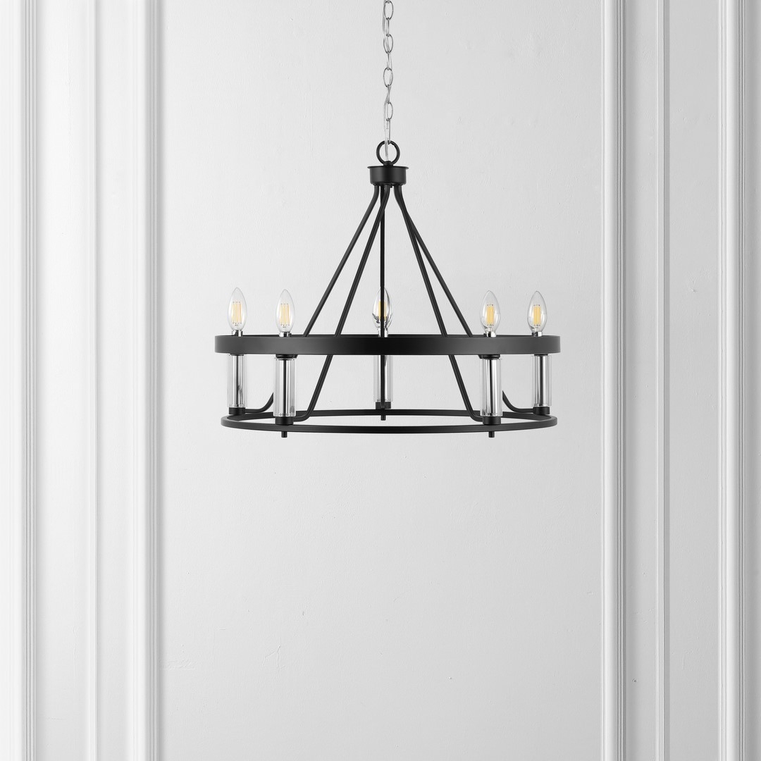 Trenton 5Lt 26" Pendant - Black / Chrome - Safavieh - Image 1