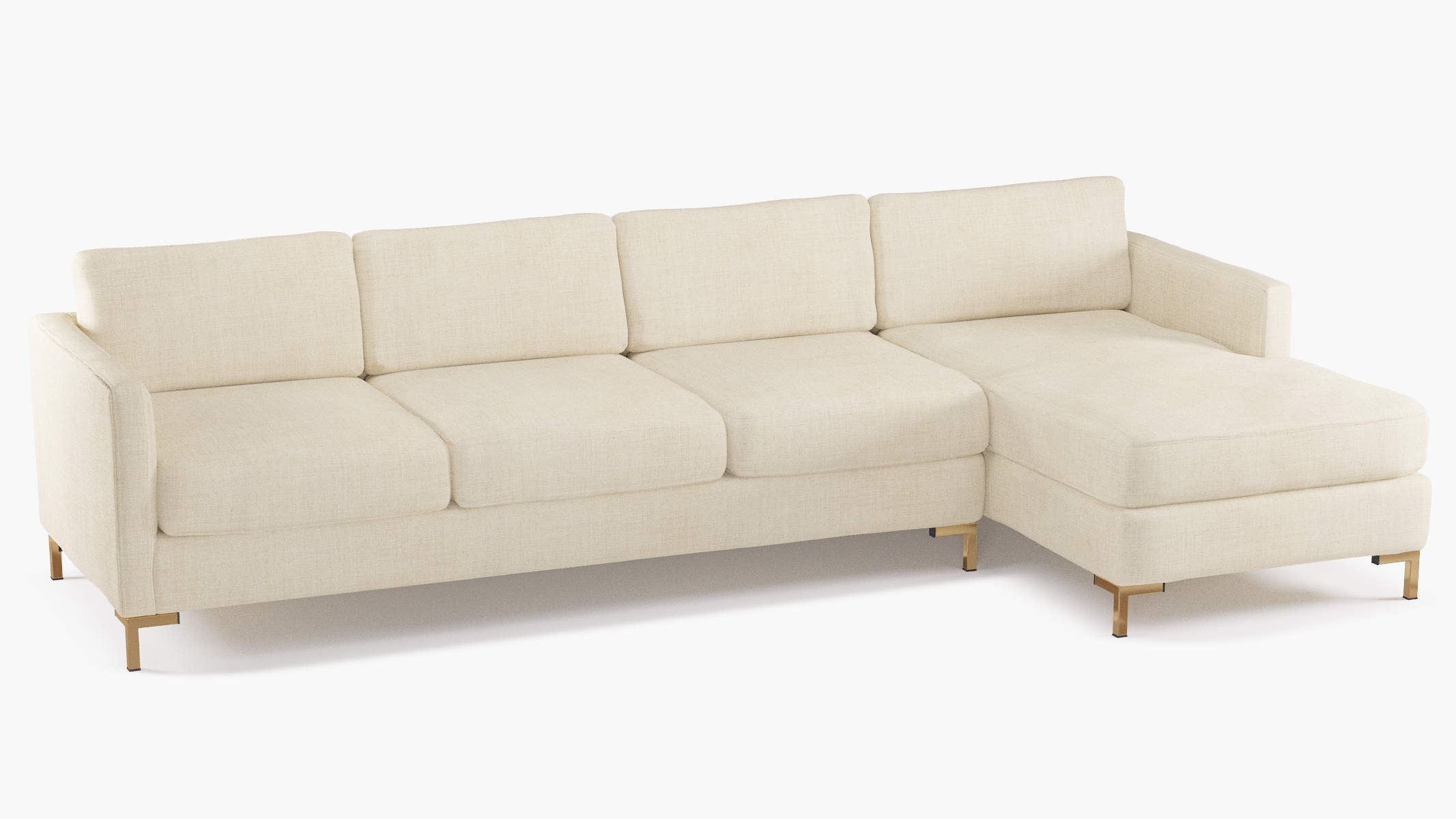 Right Facing Modern Sectional, Talc Everyday Linen, Brass - Image 1