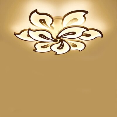 LED Dimmable Ceiling Light Fixture Modern Chandelier Flush Mount Ceiling Lights Remote Control Acrylic Leaf Ceiling Lamp(9 Heads) - Image 0