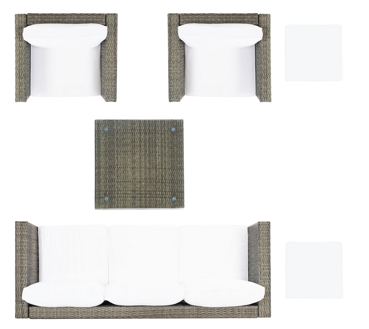 Presla 6 Pc Living Set - Grey Brown/White - Safavieh - Image 6
