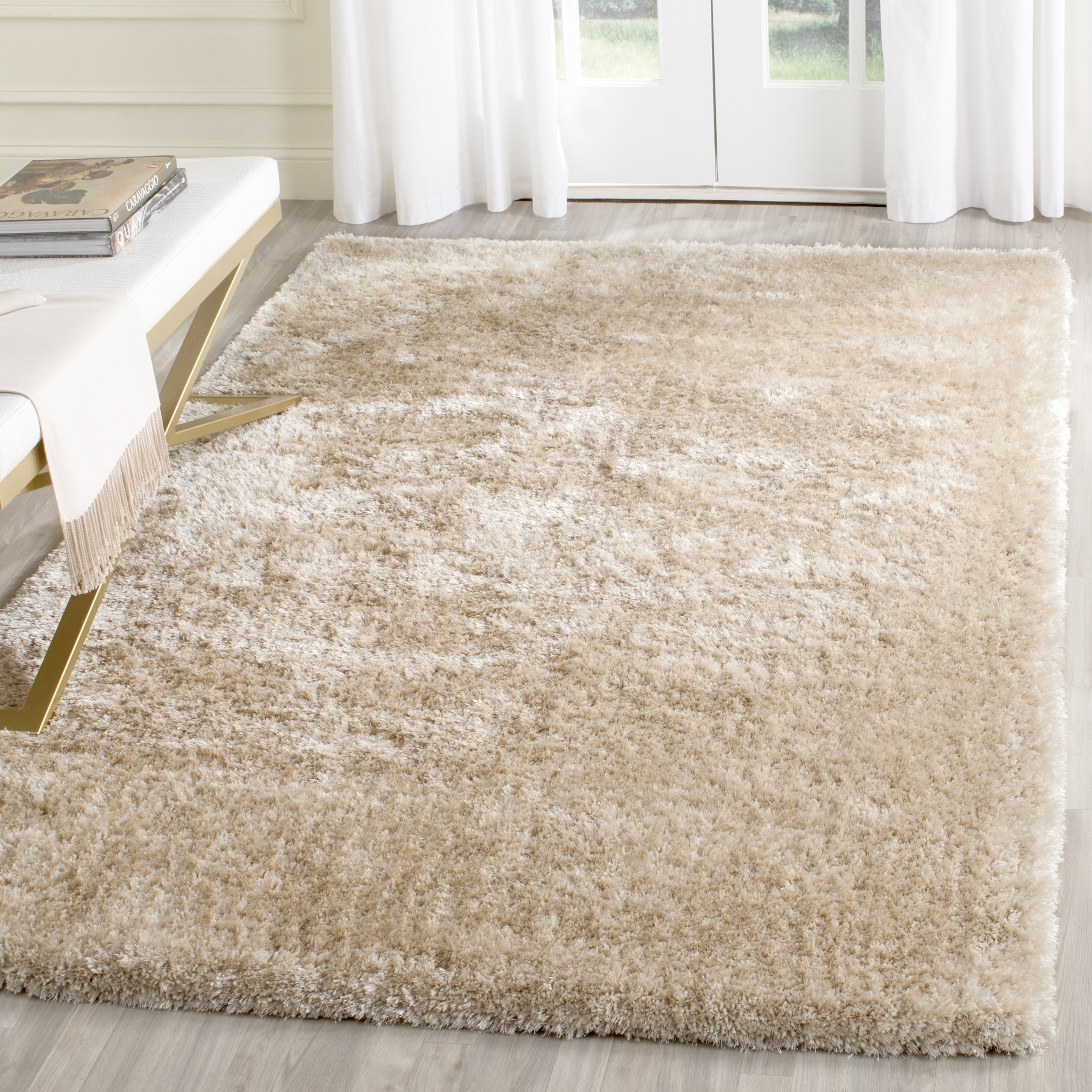Arlo Home Hand Tufted Area Rug, SGT711C, Beige,  4' X 6' - Image 1
