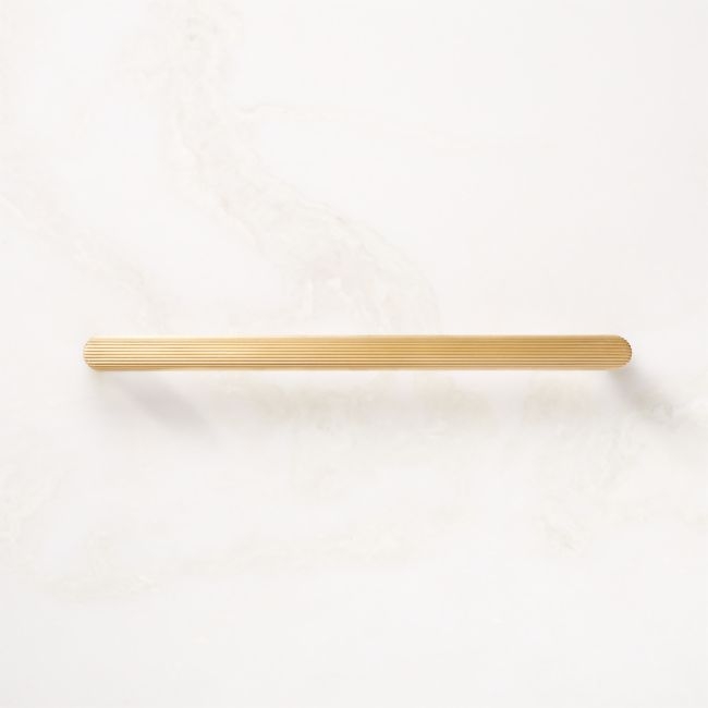 Curveaux Scored Brushed Brass Cabinet Handle 8'' - Image 0