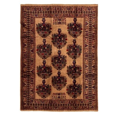 One-of-a-Kind Hand-Knotted New Age 6'11" x 9'5" Wool Area Rug in Tan - Image 0