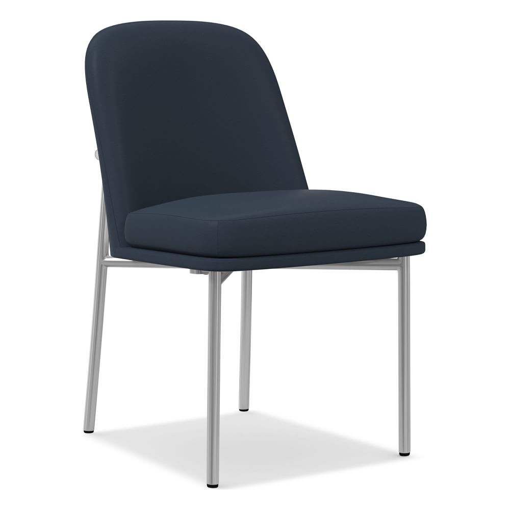 Jack Metal Frame Dining Chair, Sierra Leather, Blue, Chrome - Image 0