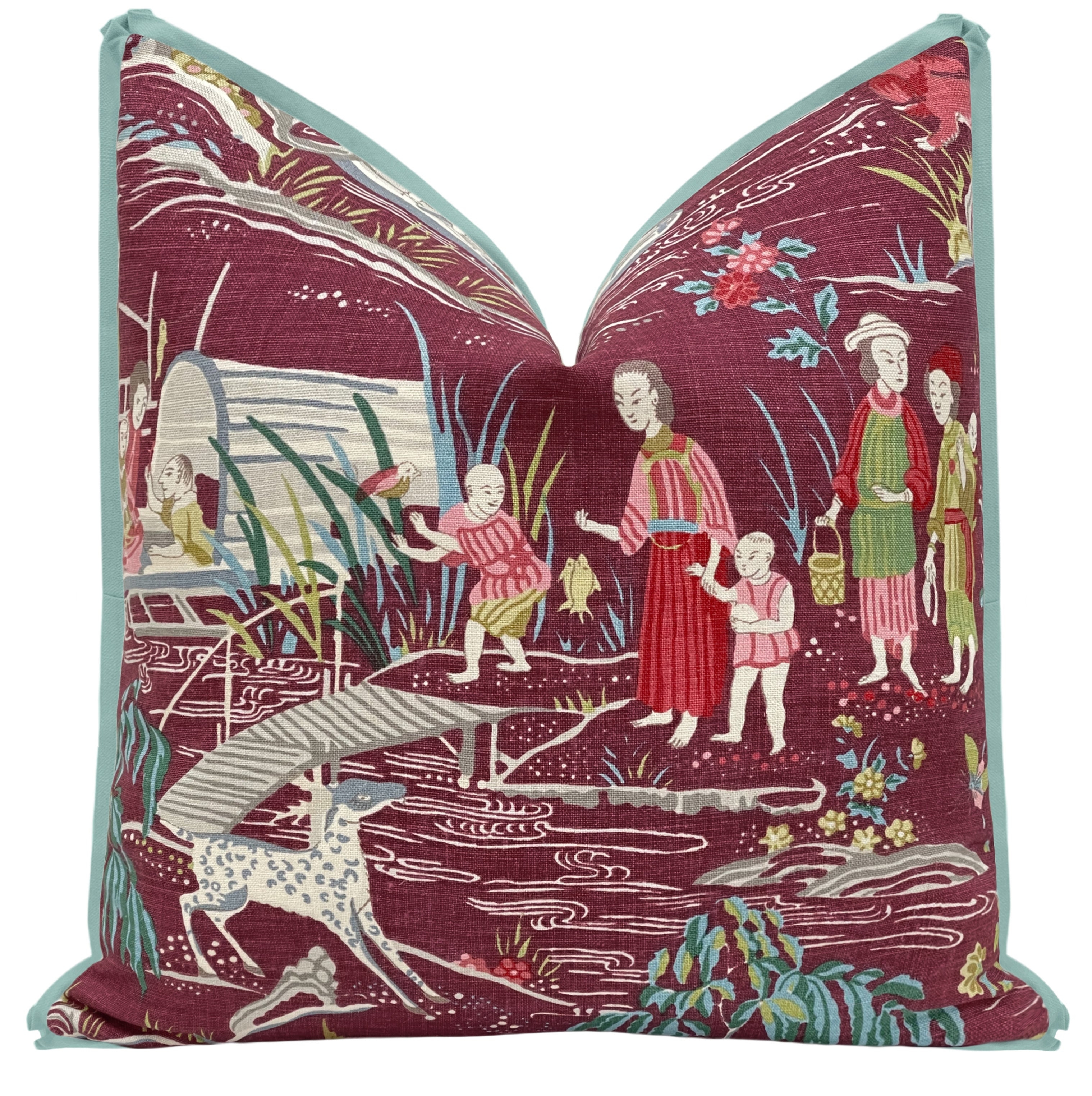 YANGTZE RIVER // AUBERGINE | SCHUMACHER - 20" X 20" / BUTTERFLY FLANGE / Spa Blue - Image 0