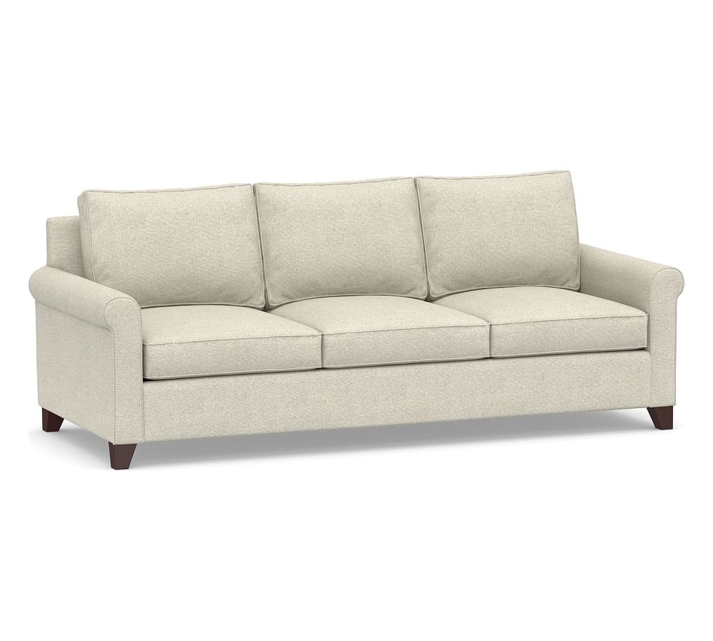 Cameron Roll Arm Upholstered Deep Seat Grand Sofa 3-Seater 98", Polyester Wrapped Cushions, Performance Heathered Basketweave Alabaster White - Image 0