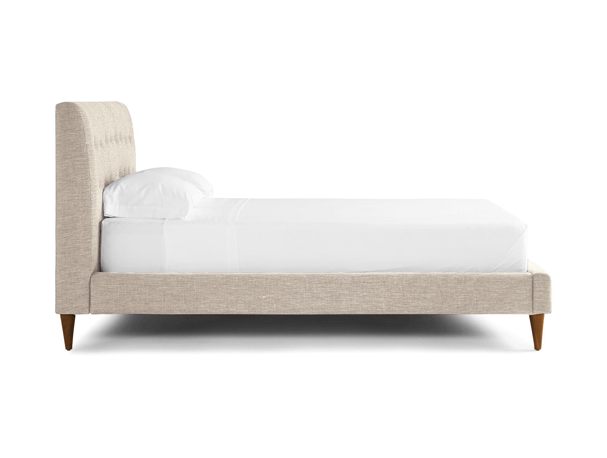 White Eliot Mid Century Modern Bed - Nico Oyster - Mocha - Queen - Image 2
