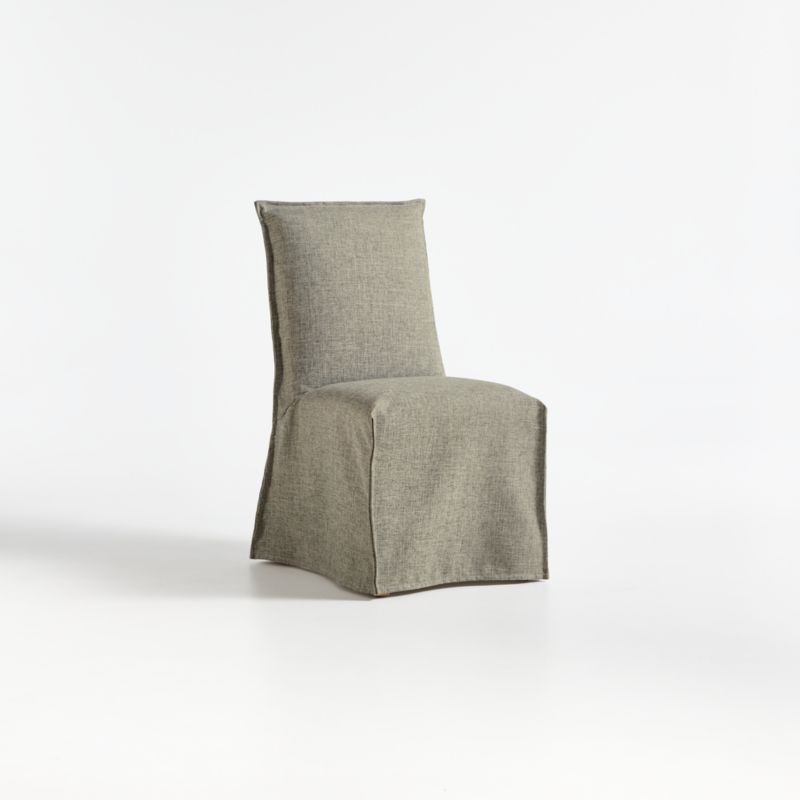 Addison Flax Linen Flange Slipcover Dining Chair - Image 1