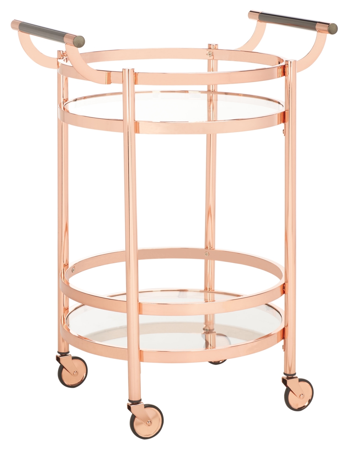 Sienna 2 Tier Round Bar Cart - Rose Gold - Safavieh - Image 4