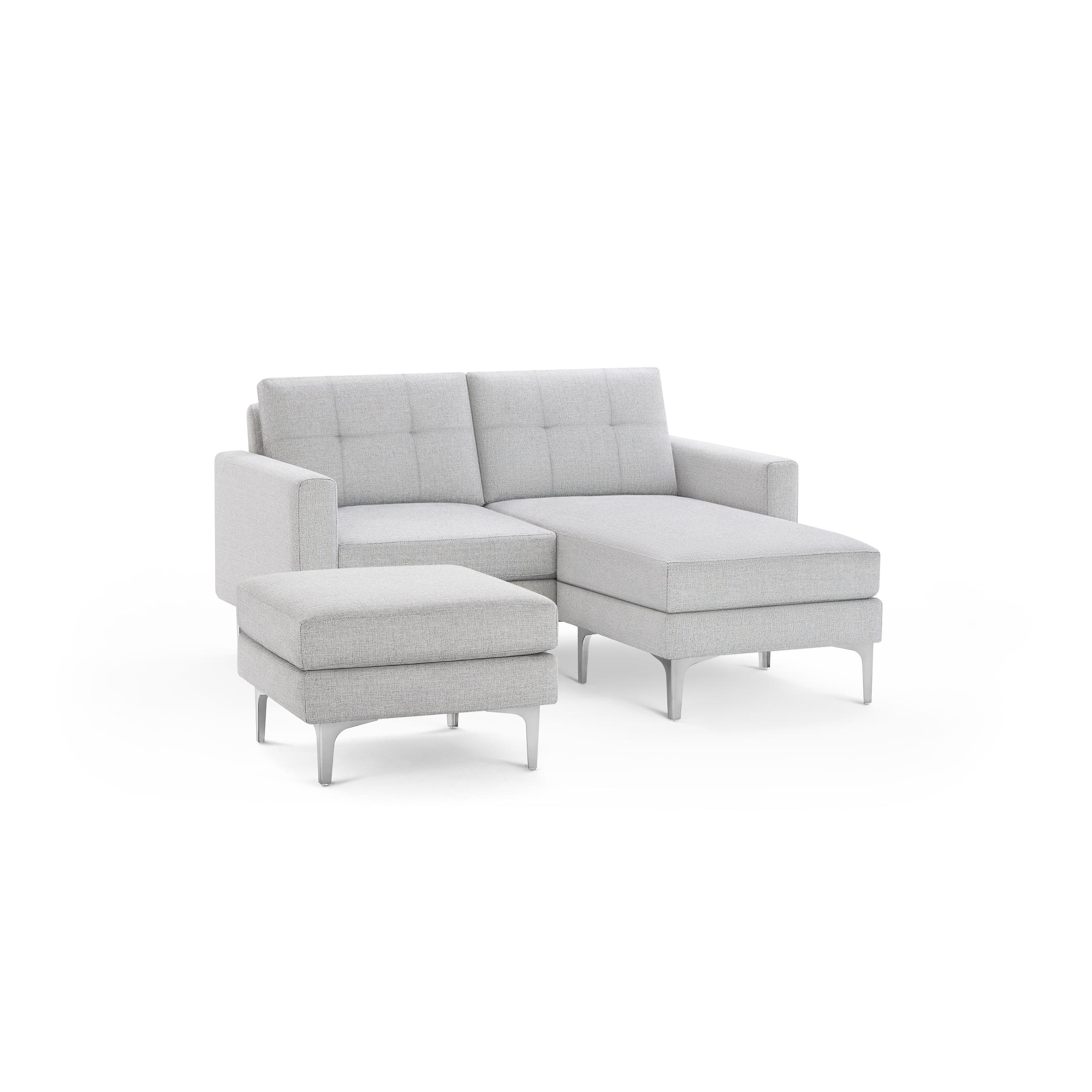 Nomad Loveseat with Chaise and Ottoman - Crushed Gravel - Performance Chenille / Chrome - Metal / Block - Image 0