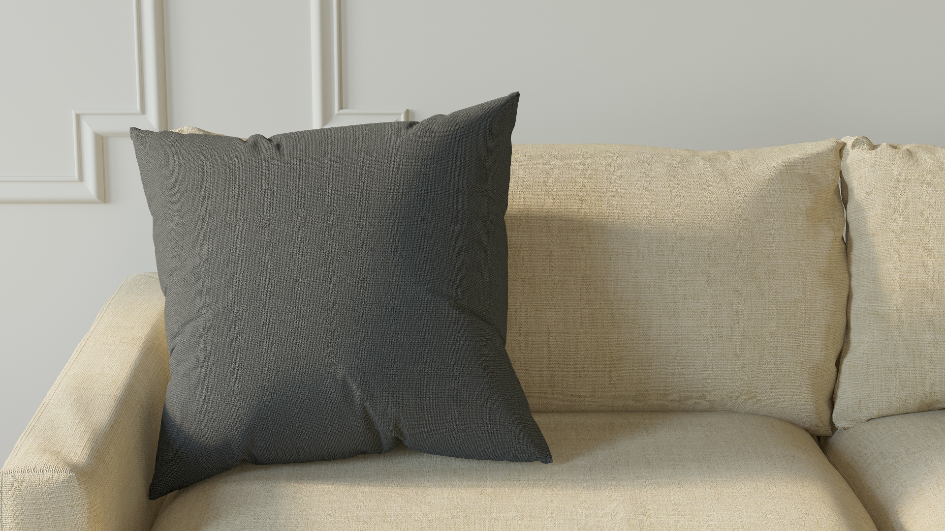 Throw Pillow 22", Grey Linen, 22" x 22" - Image 2
